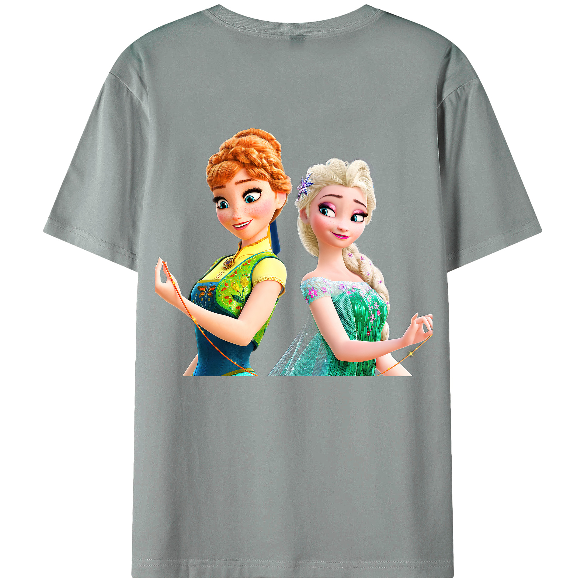 （画像用） アナと雪の女王 アンナ エルサ Frozen Anna Elsa 綿100％ メンズ半袖Tシャツ（バックプリント） 通気性